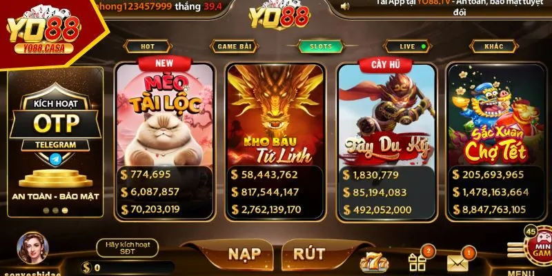 Giới thiệu sảnh Nổ Hũ Yo88