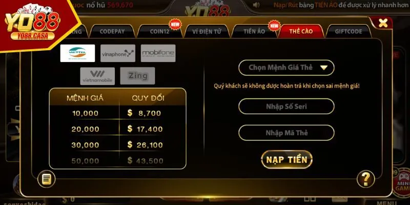 Lưu ý khi nạp tiền Yo88 newbie cần nắm bắt